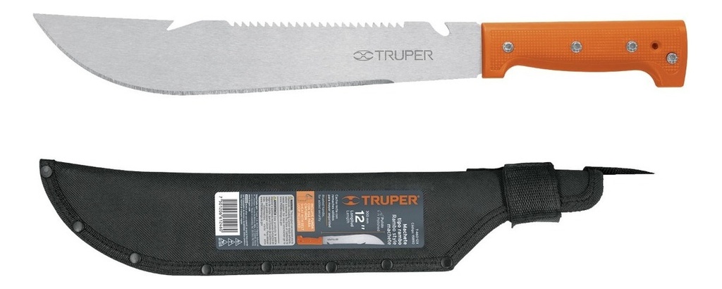 Machete Rambo 12 Cacha Remachada Naranja C/funda 15890 Truper