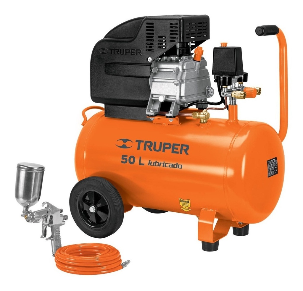 Compresor De Aire 50 L Truper Comp-kit50 +manguera+pistola Color Naranja Fase Eléctrica Monofásica Frecuencia 60 Hz
