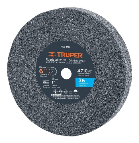 [TR-PIES-6136] Piedra Esmeril 6 X 1" Óxido Aluminio, Grano 36 Truper 16381