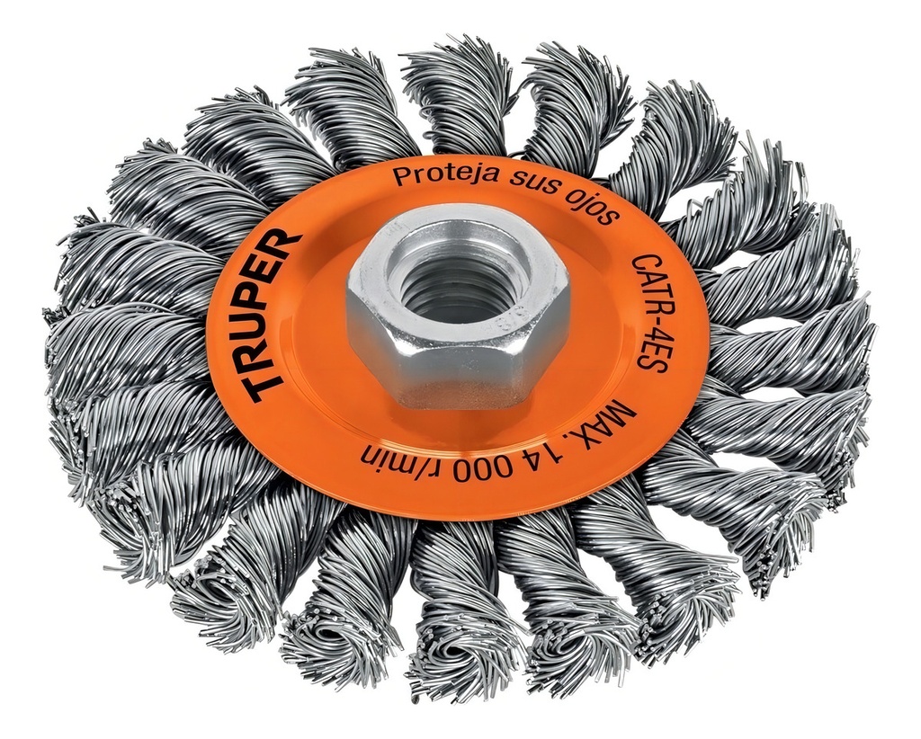 Carda Circular 4" Alambre Trenzado, Eje 5/8"-11, Truper
