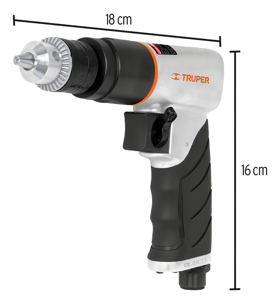 Taladro Neumático Reversible 3/8 Truper 19368 Color Plateado Frecuencia Na