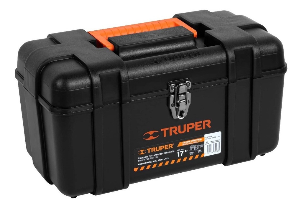 Caja Herramienta, Plástica 17'', Industrial Truper 19656 Color Negro