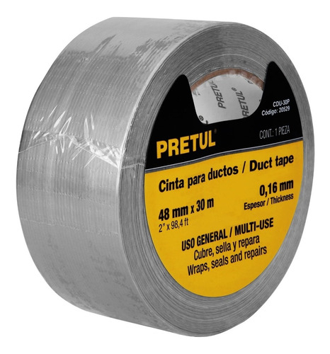 [TR-CDU-30P] Cinta Duct Tape 30m X 48mm Pretul 20529