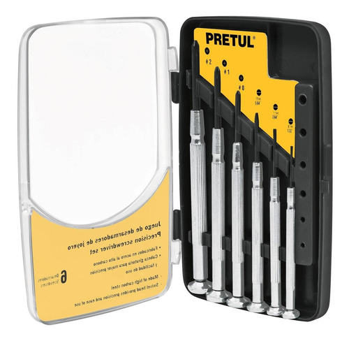 [TR-J-DEJ-6P] Juego Desarmador Joyero Cuerpo Metalico 6 Pz Pretul 21382
