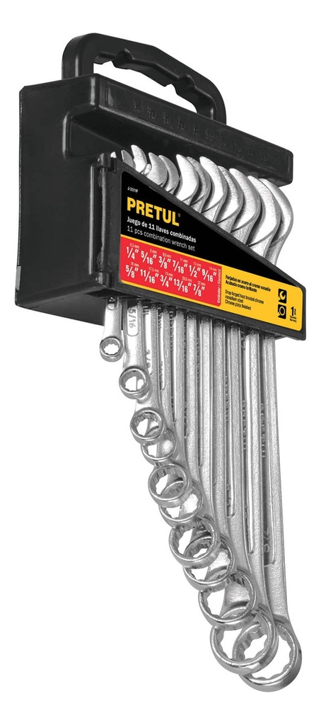 Juego De Llaves Combinadas, 11 Piezas, Pretul 21990