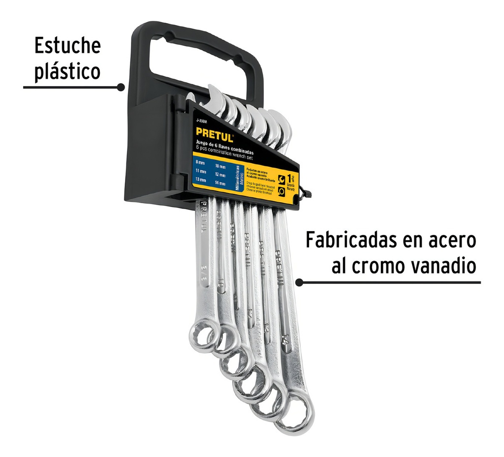 [TR-J-206M] Llave Torx Pretul J-206m Con Acabado Cromado 1 Largas