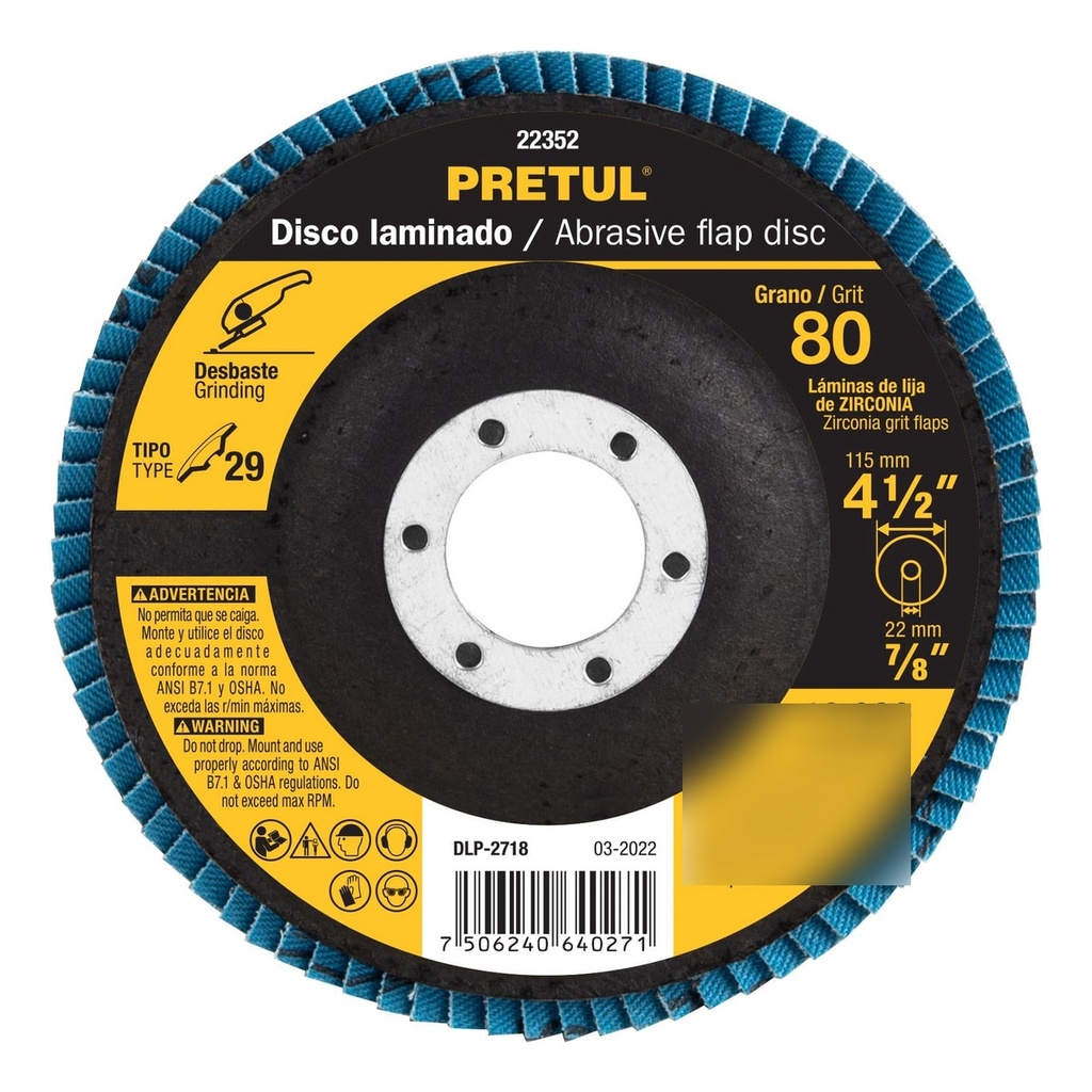 Disco Laminado 4 1/2 Grano 80 Pretul 22352