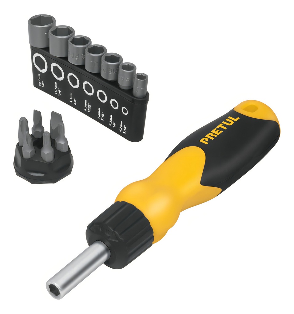 Desarmador Tipo Matraca Y 13 Puntas, Pretul, 22974