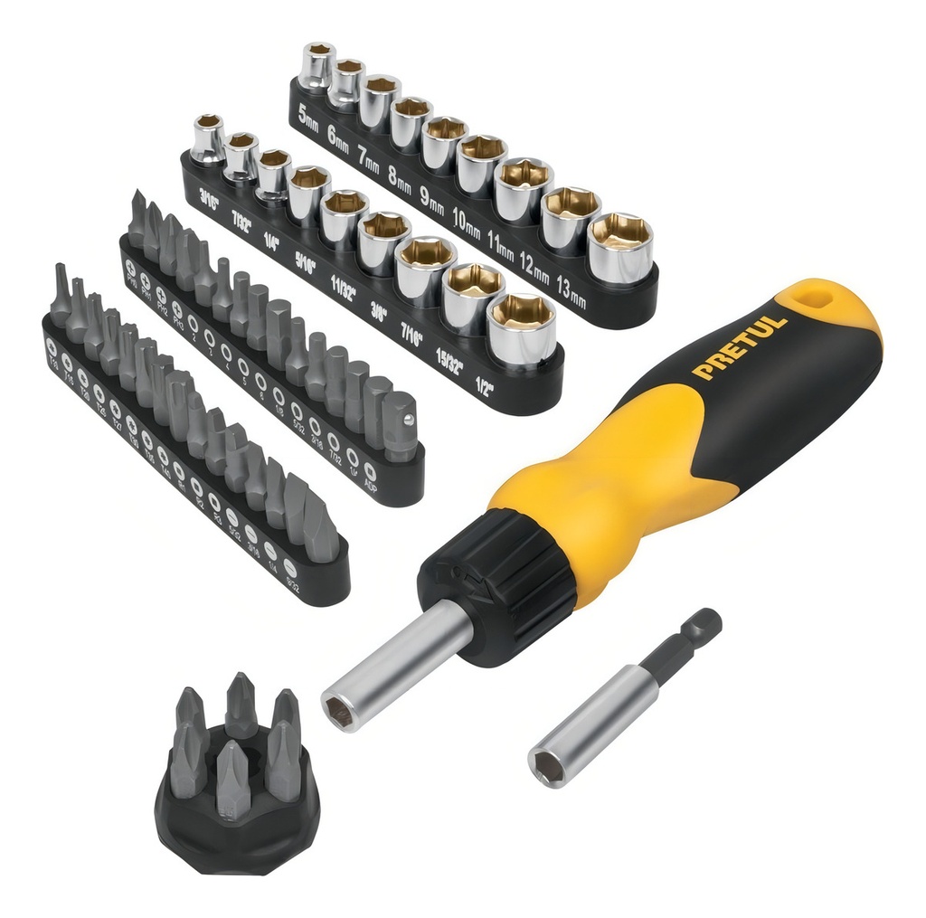 [TR-AUTO-61] Desarmador T. Matraca 35 Puntas, 18 Dados Pretul 22976