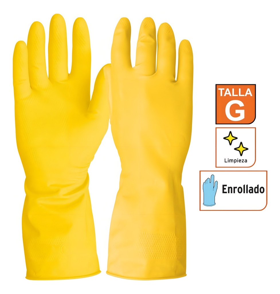 [TR-GU-343] Guantes Latex Limpieza Domestica Grande Pretul 23261 Amarillo