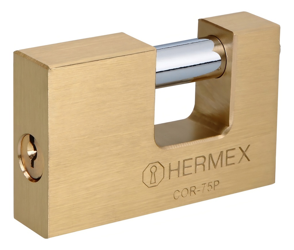 [TR-COR-75P] Candado de Latón Antipalanca 75 MM Basic Hermex 23512 Color Dorado