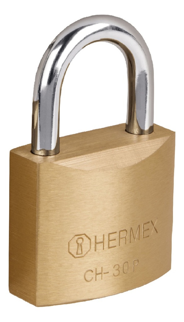 [TR-CH-30P] Hermex 23522 Candado Hierro Laton, 30mm Corto Caja Color Latón