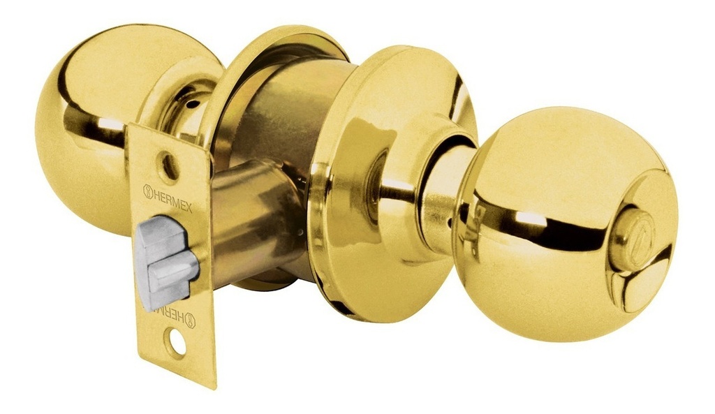 Cerradura Pomo, Lb, Baño, Cilíndrica, Hermex 23566 Color Dorado