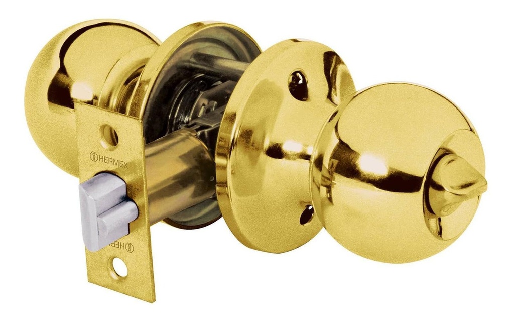 [TR-BALT-LB-RP] Cerradura Pomo, Lb, Recámara, Tubular, Hermex, 23658 Color Latón Brillante