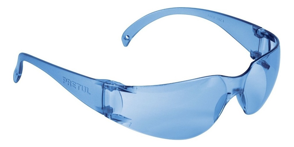 Lentes De Seguridad, Mica Azul, Pretul, Lite Pretul 26009 Color Del Cristal Azul