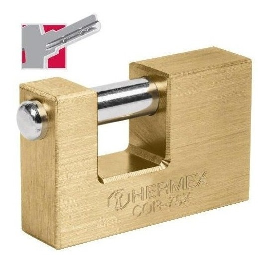 [TR-COR-75Q] Candado Antipalanca 75mm Llave Puntos Hermex 43354 Color Dorado