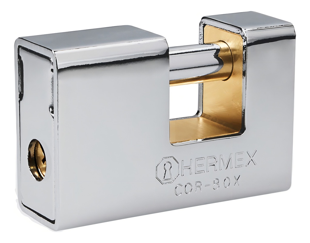 [TR-COR-80X] Candado Antipalanca 80mm Blindado Llave Tetra Hermex Gris
