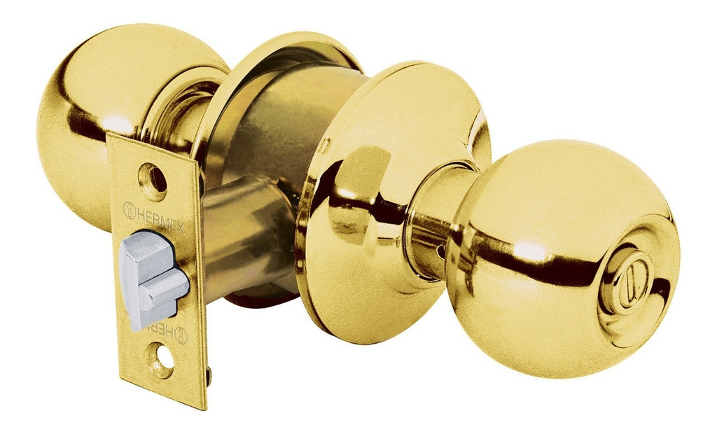 [TR-CEPO-11R] Cerradura Pomo Esfera Recamara Laton Brillante Hermex 43473