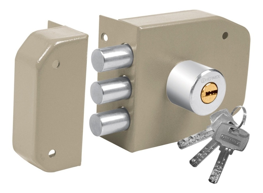[TR-CS-93] Cerradura de Sobreponer, 3 Barras Hermex 43488 Color Gris