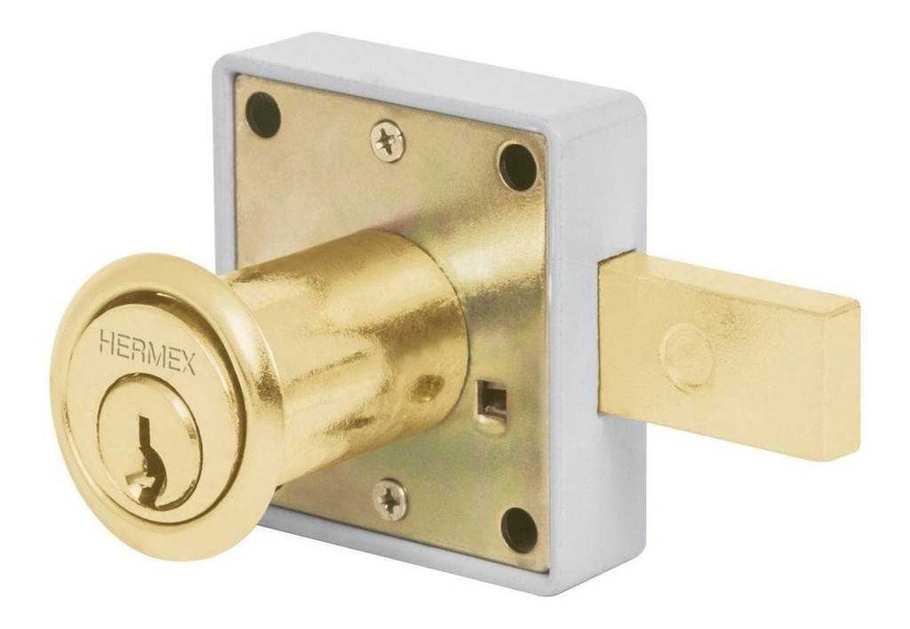 Cerradura Para Mueble, Modelo 25, Latón, Hermex Color Dorado Oscuro