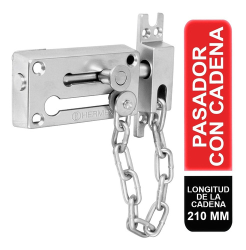 [TR-PACA-3] Pasador Puerta Pestillo Con Cadena Cerrojo Cromado Hermex