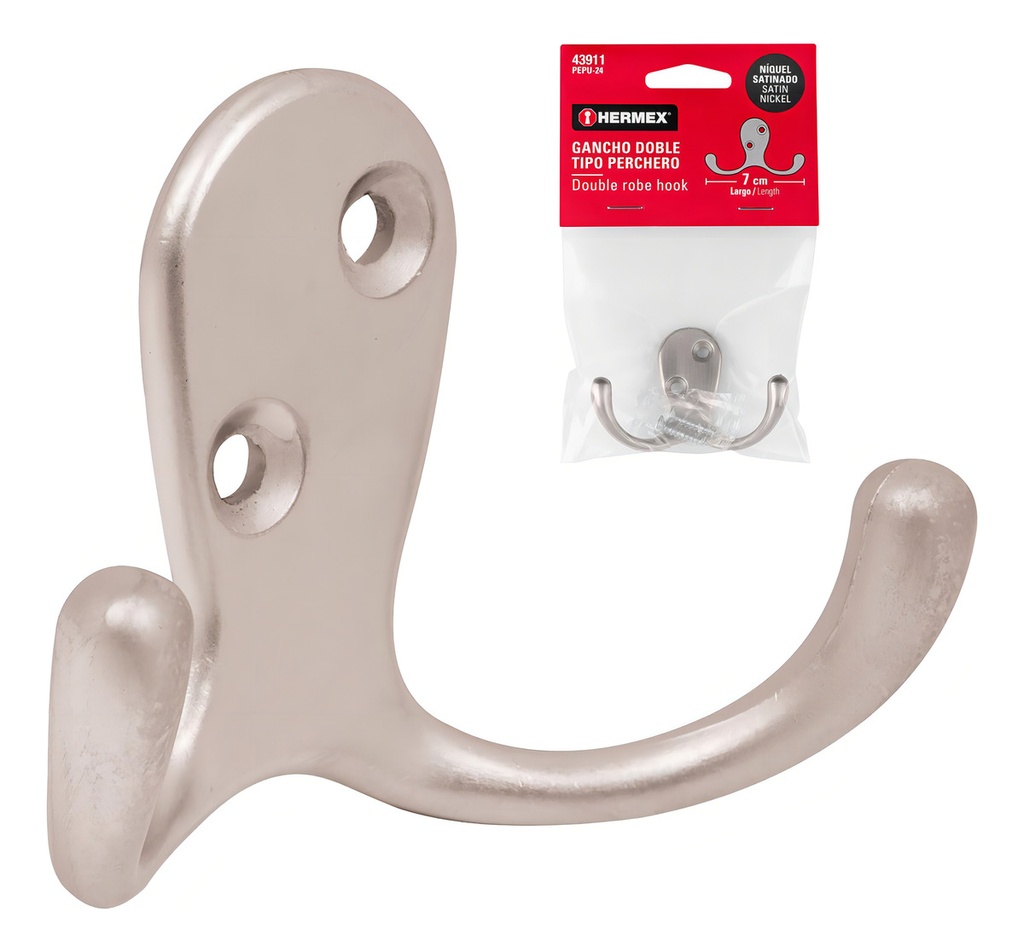 [TR-PEPU-24] Perchero Para Puerta, Níquel Satinado, Chico 43911 Color Níquel Satinado