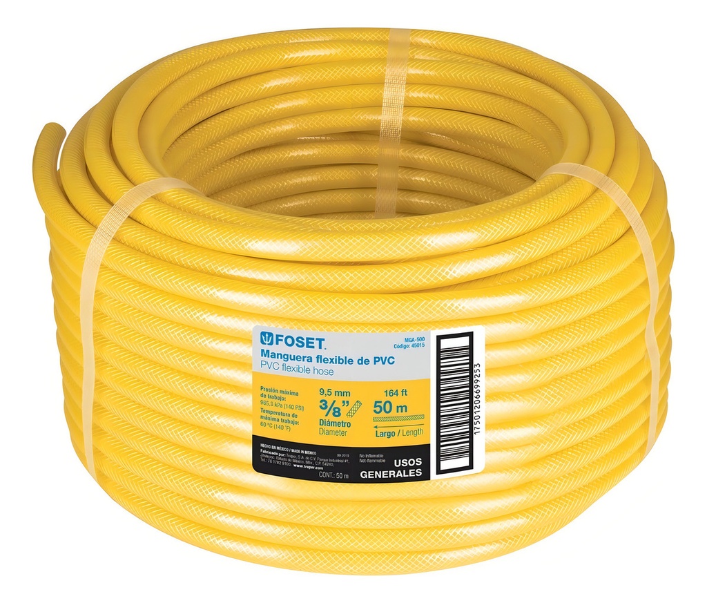 Manguera Gas 3/8'' Foset 45015 Color Amarillo