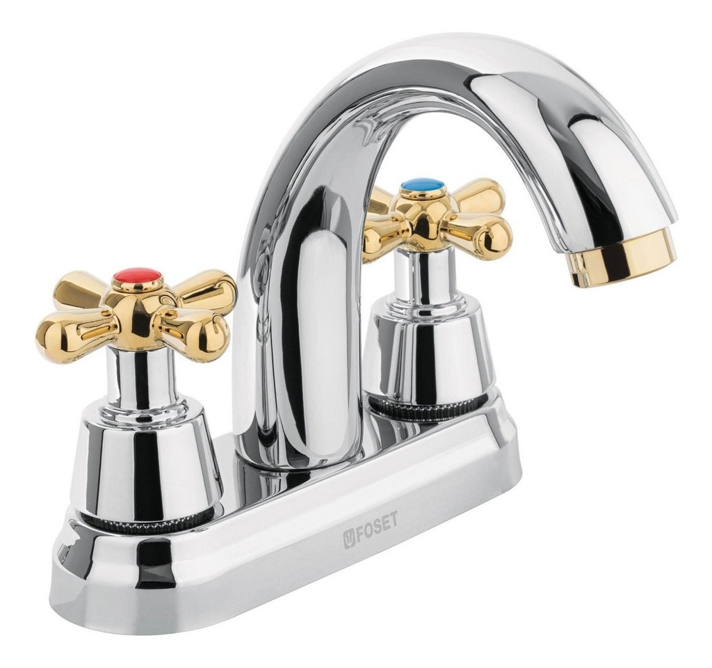[TR-AQM-51G] Mezcladora P/lavabo Maneral Cruceta Cuello Alto Foset 45355