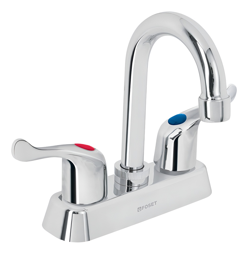 Mezcladora Plástica Lavabo Cuello Bar Palanca Foset 45513 Color Plateado