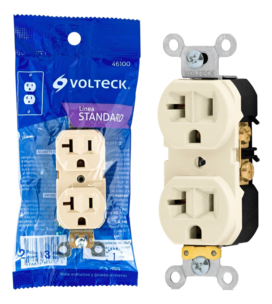 Contacto Doble Mixto Std Voltech 46100 Blanco