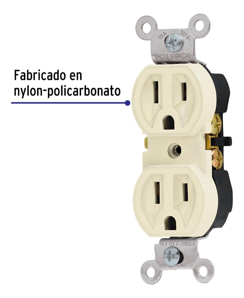 Contacto Dúplex 2 Tomas 3 Polos 127v Standard Voltech Marfil