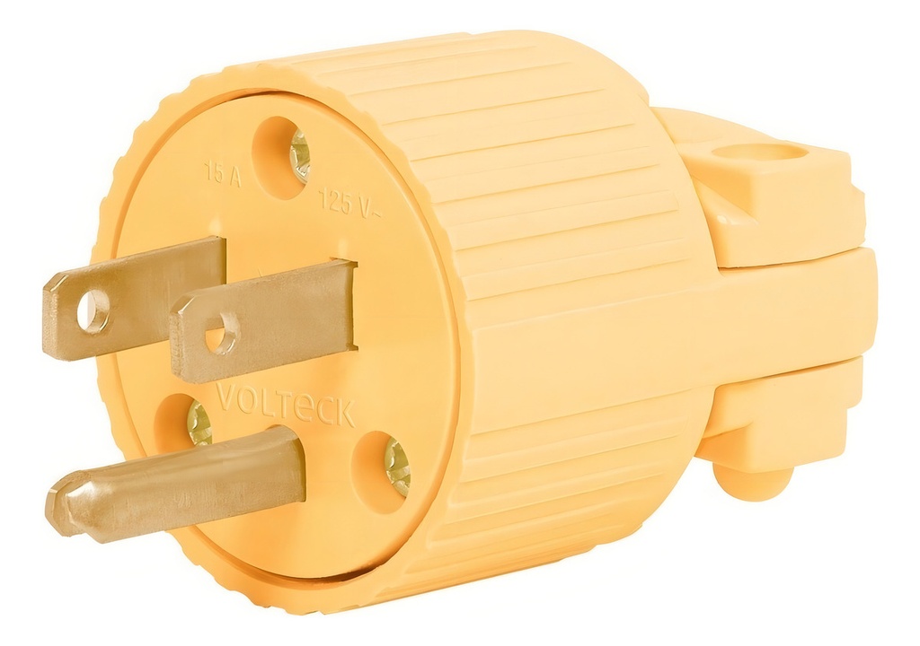Clavija Plastica Aterrizada Voltech 46205 Color Amarillo