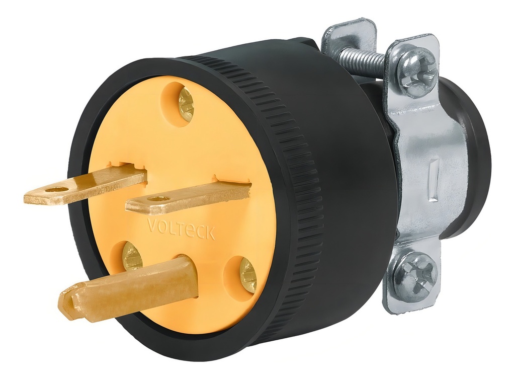 Clavija Aterrizada Voltech Negro Alto Voltaje 250v 16a Abrazadera