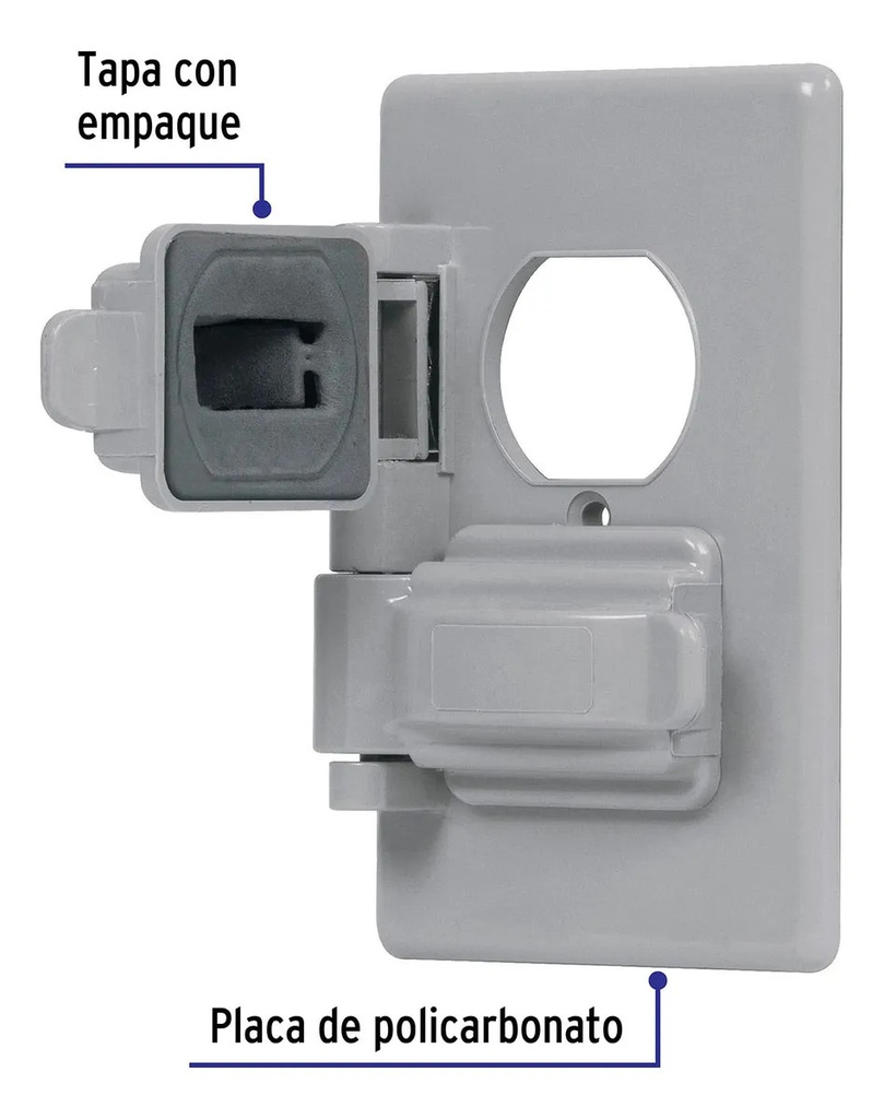 Placa Doble Intemperie Plastica Std Voltech 46410 Color Gris Corriente Nominal 0 A Voltaje Nominal 0v