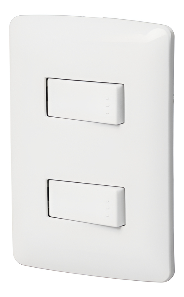 Placa 2 Interruptores Sencillos Blanco Voltech Línea Italiana Pa-apdo-ib