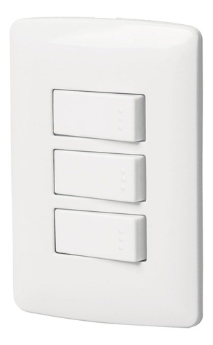 Placa Armada 3 Interruptores Sencillos, Italiana, Volteck Color Blanco