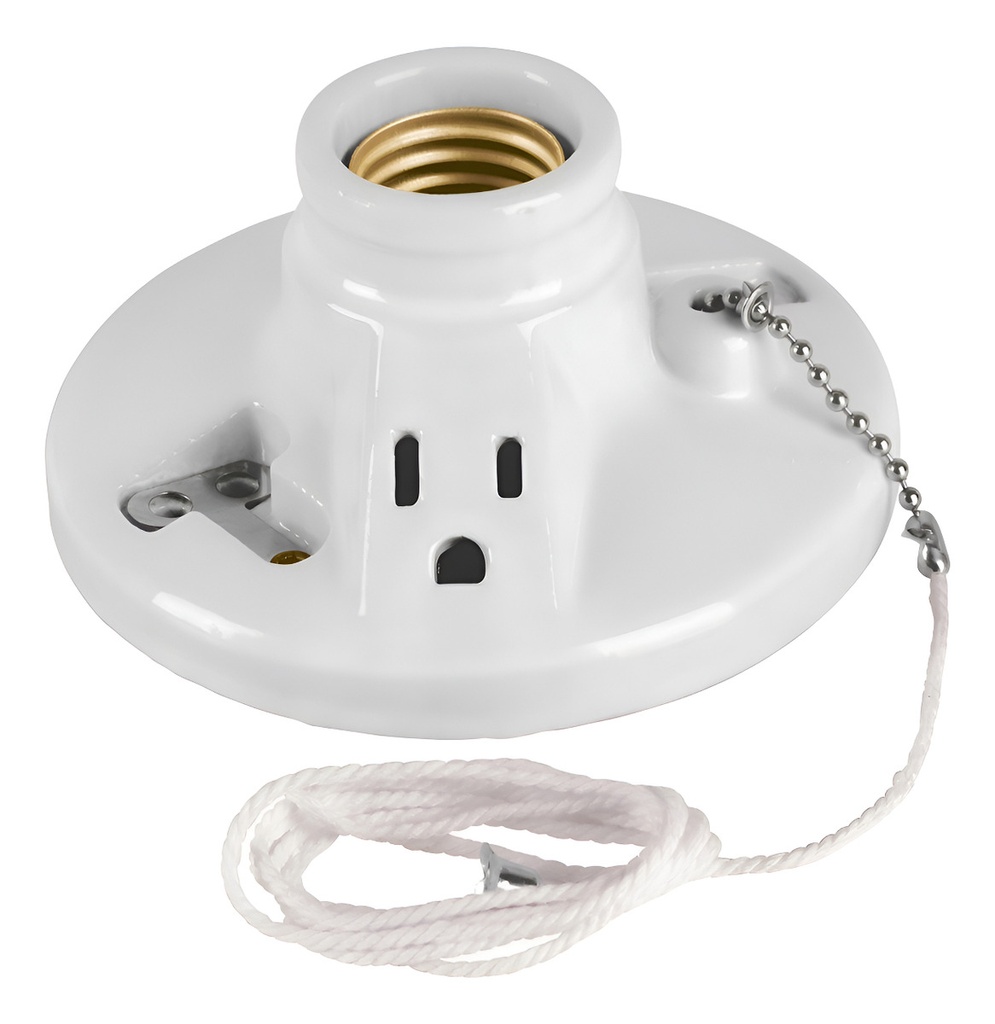 Portalampara Porcelana Circular Ladron y Caden Voltech 46526 Color Blanco