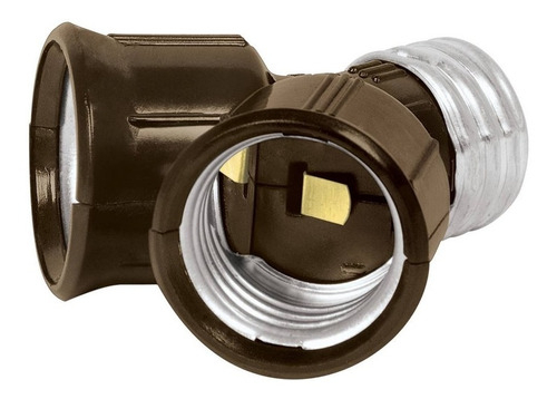 Portalámpara de Baquelita, Doble Entrada, Volteck 46539 Color Marrón Negro