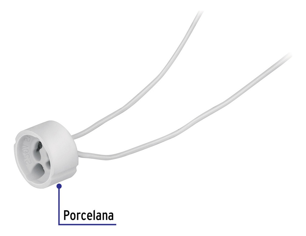 [TR-POPO-21] Portalámpara de Porcelana Para Base Gu10, Volteck