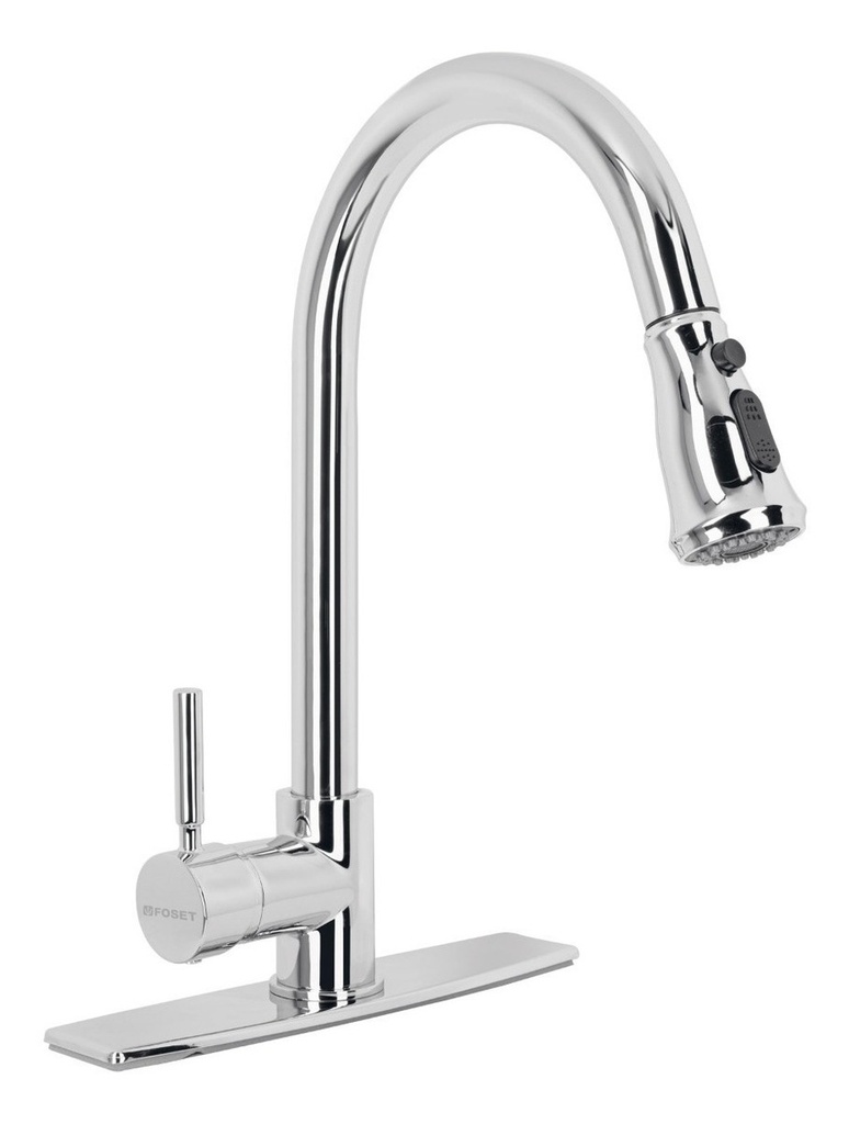 [TR-TBF-84] Monomando Fregadero Tubig Cromo Cuello Extraible Foset 46768 Color Gris Claro