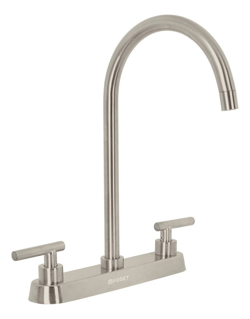 Grifo Llave Para Fregadero Satin Cuello Curvo Con Manerales Acabado Cepillado