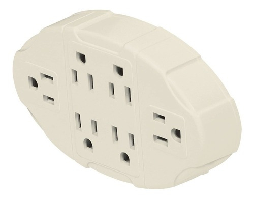 Multicontacto Aterrizado Ovalado, 6 Entradas, Volteck 46806