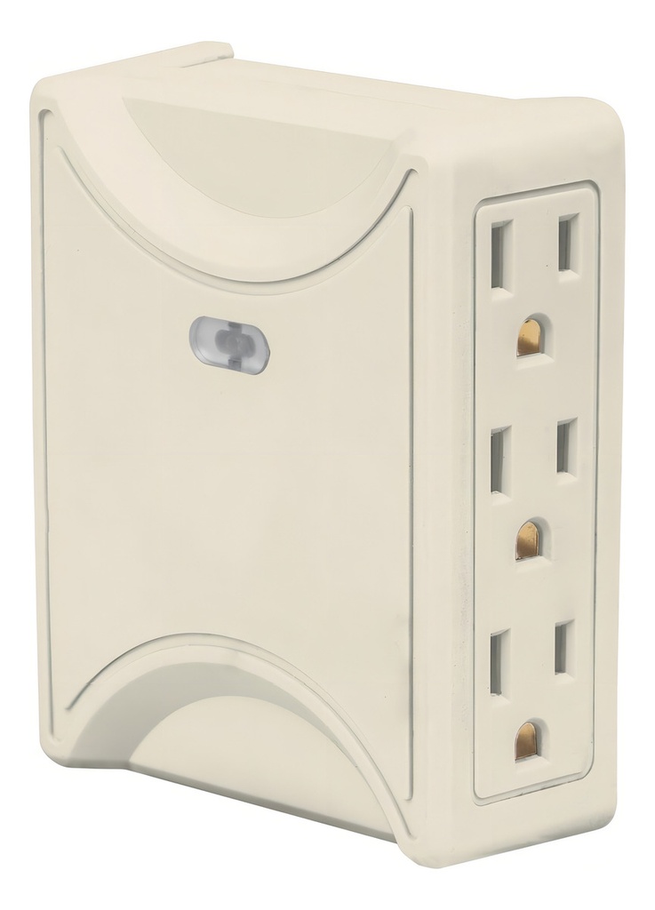 Multicontacto 6 Entradas, Aterrizado, Lateral, Volteck