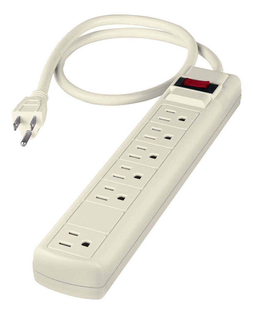 Multicontacto Uso Rudo 6 Entradas Volteck 47183 Color Blanco