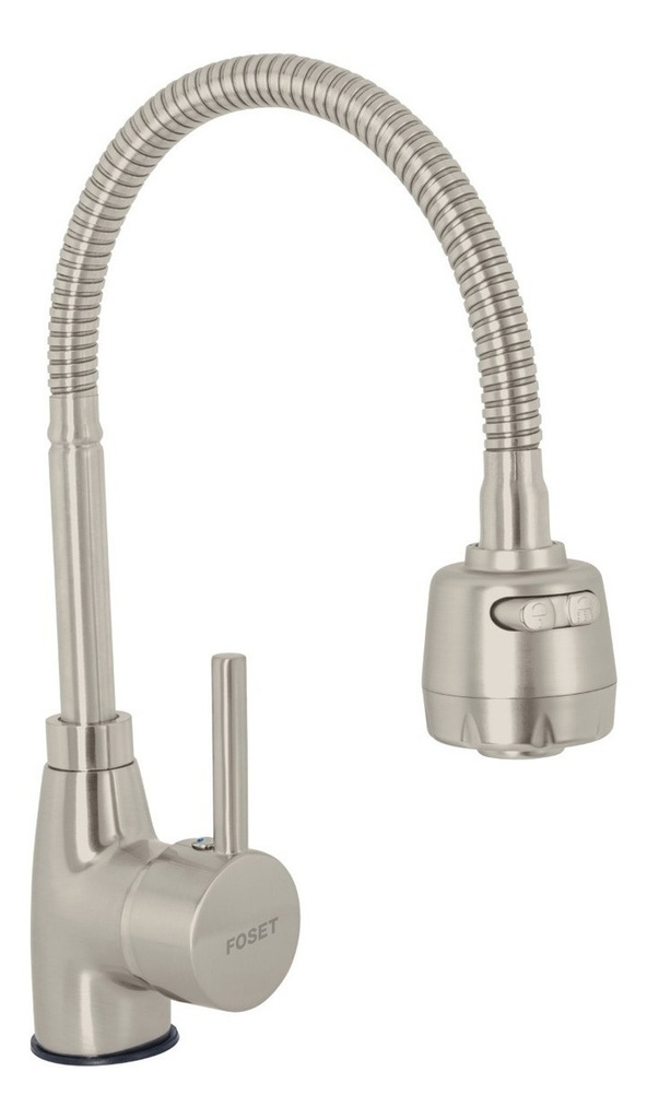 [TR-TBF-87N] Monomando Para Fregadero De Cocina Con Cuello Flexible Satin Color Gris Claro