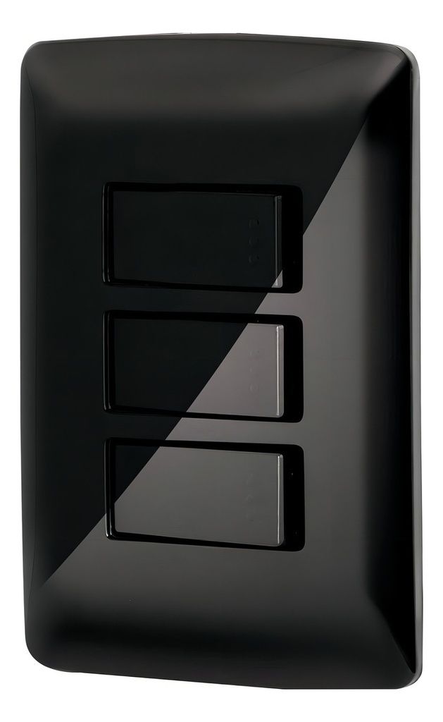 Placa Armada 3 Interruptores Sencillos Negro Volteck 47595 Negro