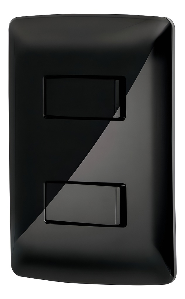 Placa Armada 2 Interruptores Sencillos Negro Volteck 47597 Negro