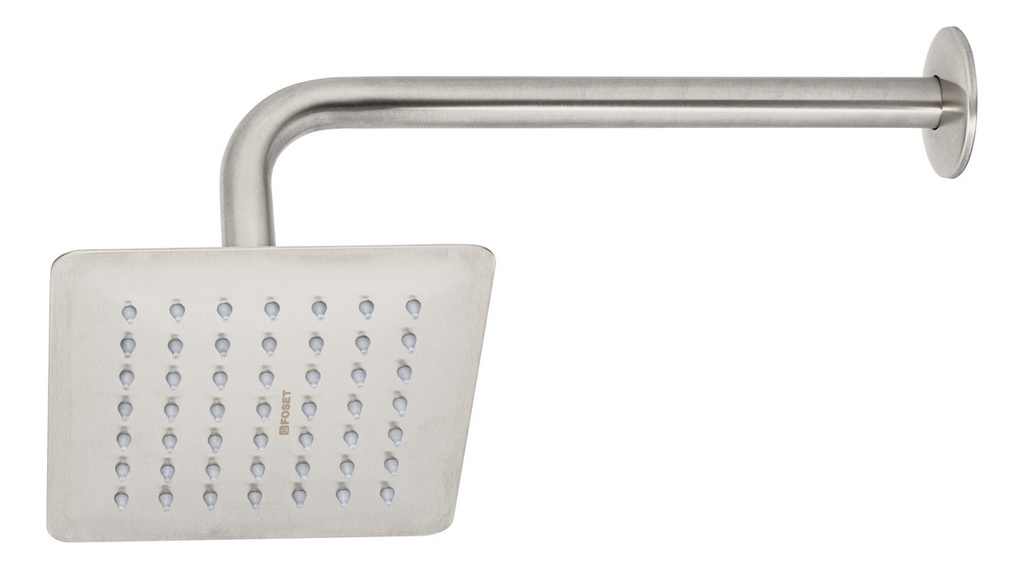 [TR-R-414N] Regadera Cuadrada 6 , Con Brazo, Satín, Foset 47742 Acabado Satin Color Gris