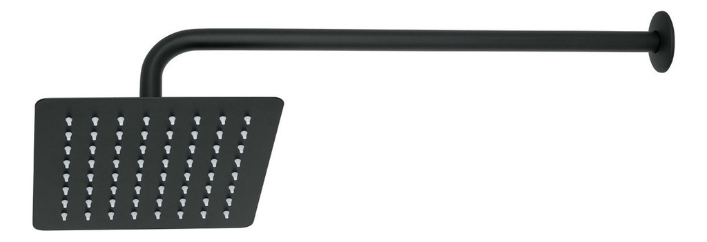 [TR-R-415M] Regadera Tubig Cuadrada 8" Negro Foset 47750 Acabado Mate