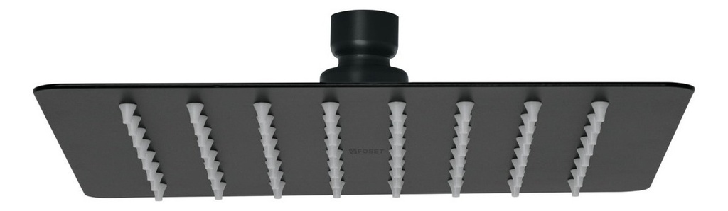 Regadera Tubig Cuadrada 8" Negro Cabeza Sola Foset 47751 Acabado Mate